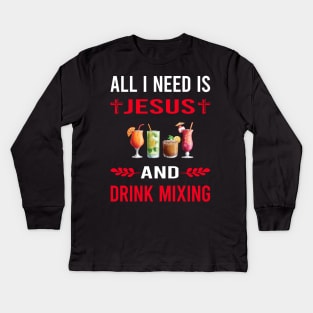 I Need Jesus And Drink Mixing Mixologist Mixology Cocktail Bartending Bartender Kids Long Sleeve T-Shirt